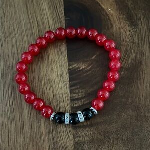 Red and Black Beaded Bracelet Jewelry